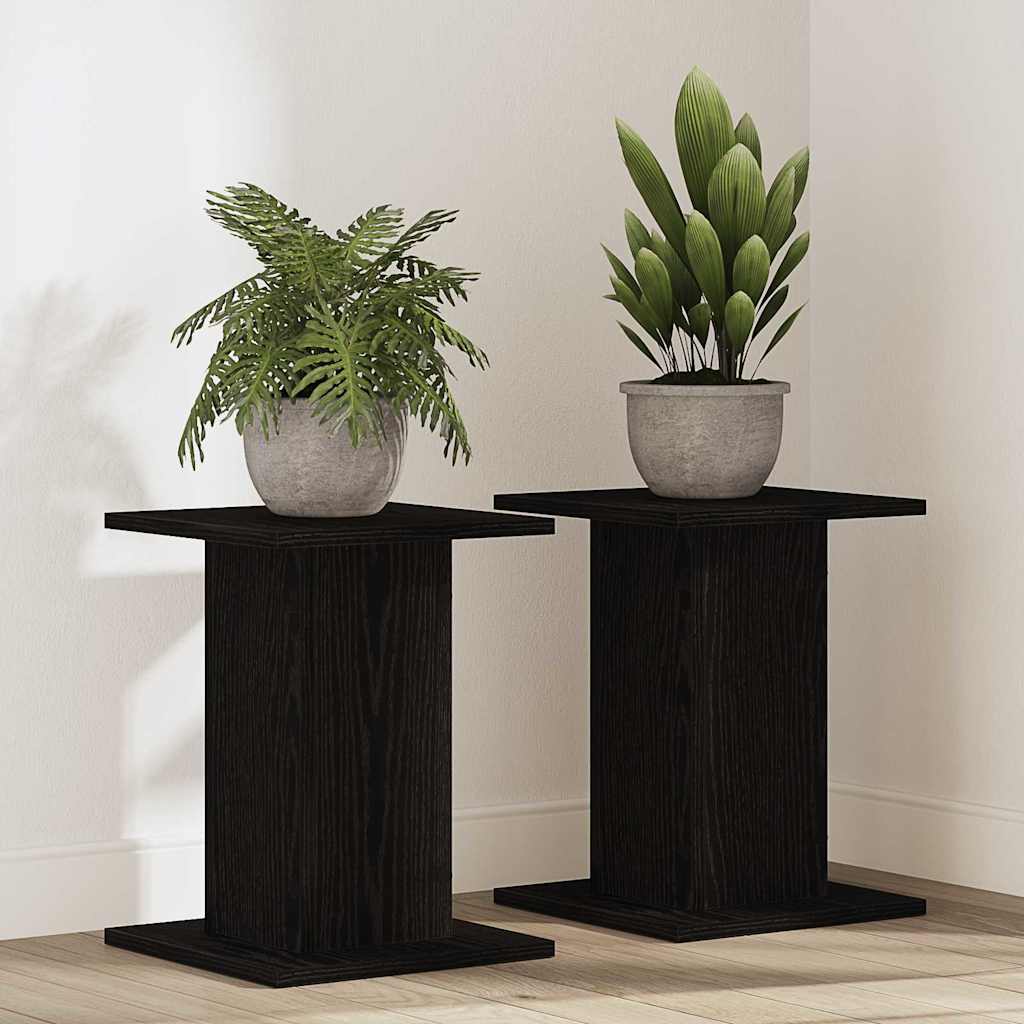 vidaXL Stojak na rośliny 2 pcs Czarny Dąb 30 x 30 x 40 cm