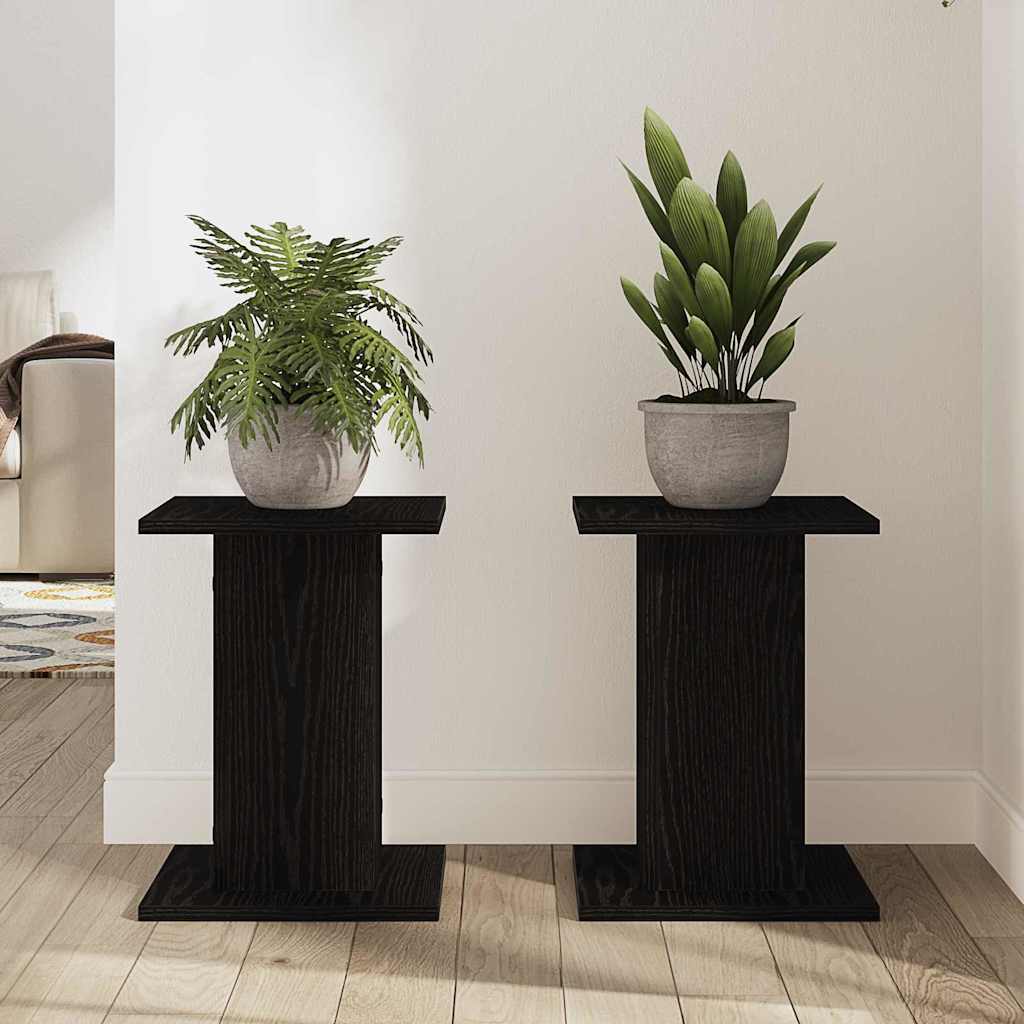 vidaXL Stojak na rośliny 2 pcs Czarny Dąb 30 x 30 x 40 cm