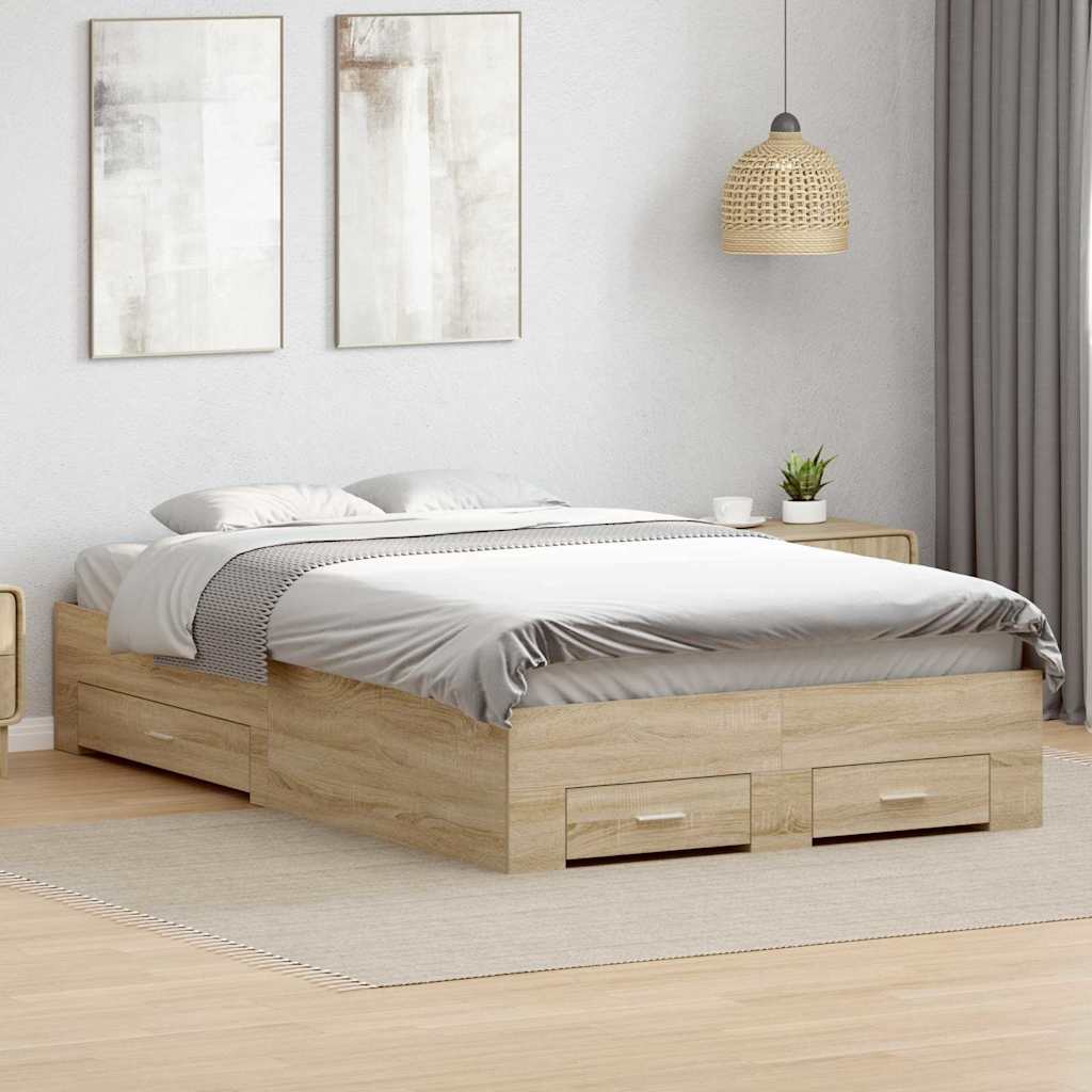 vidaXL Ramka łóżka Brązowy 120 x 200 cm Materiał drewnopochodny
