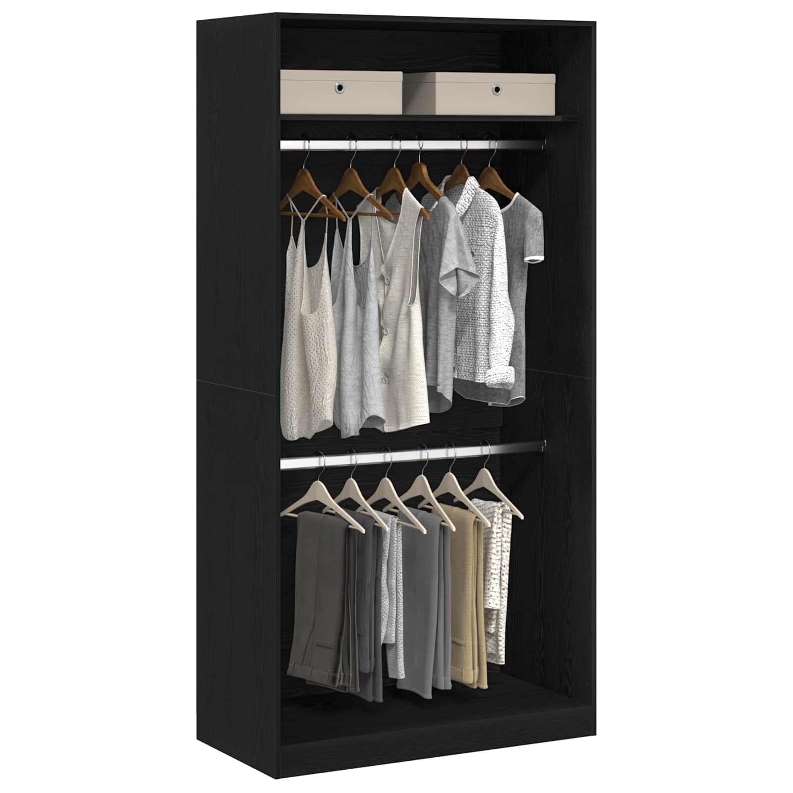 vidaXL Garderoba Czarny Dąb 100 x 50 x 200 cm Materiał drewnopochodny