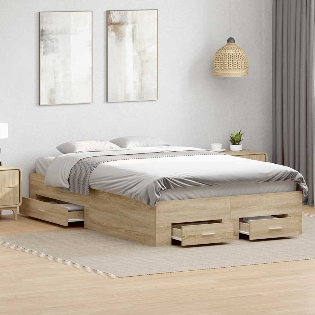 vidaXL Ramka łóżka Brązowy 120 x 190 cm Materiał drewnopochodny