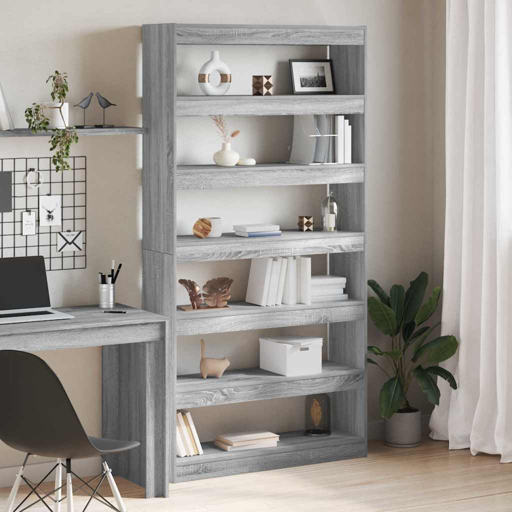 vidaXL Szafka na książki Szary Sonoma 100 x 30 x 198 cm