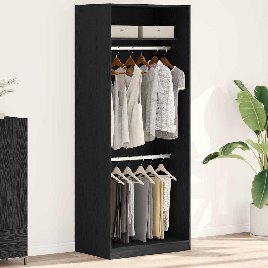 vidaXL Garderoba Czarny Dąb 80 x 50 x 200 cm Materiał drewnopochodny
