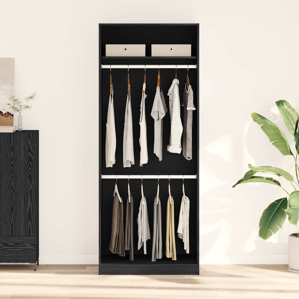 vidaXL Garderoba Czarny Dąb 80 x 50 x 200 cm Materiał drewnopochodny