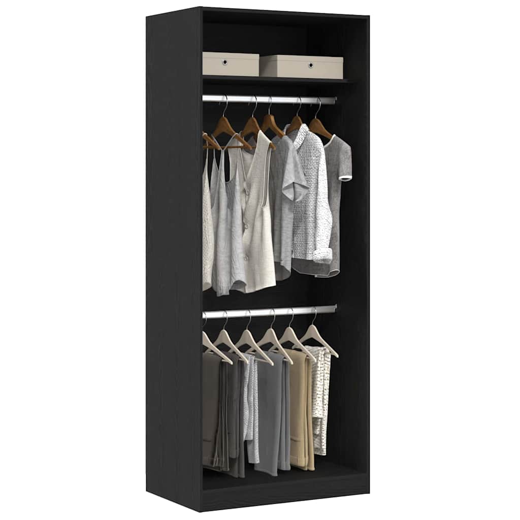 vidaXL Garderoba Czarny Dąb 80 x 50 x 200 cm Materiał drewnopochodny