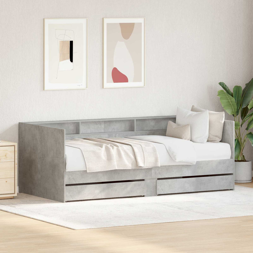 vidaXL Łóżko dzienne Szary 90 x 200 cm Materiał drewnopochodny
