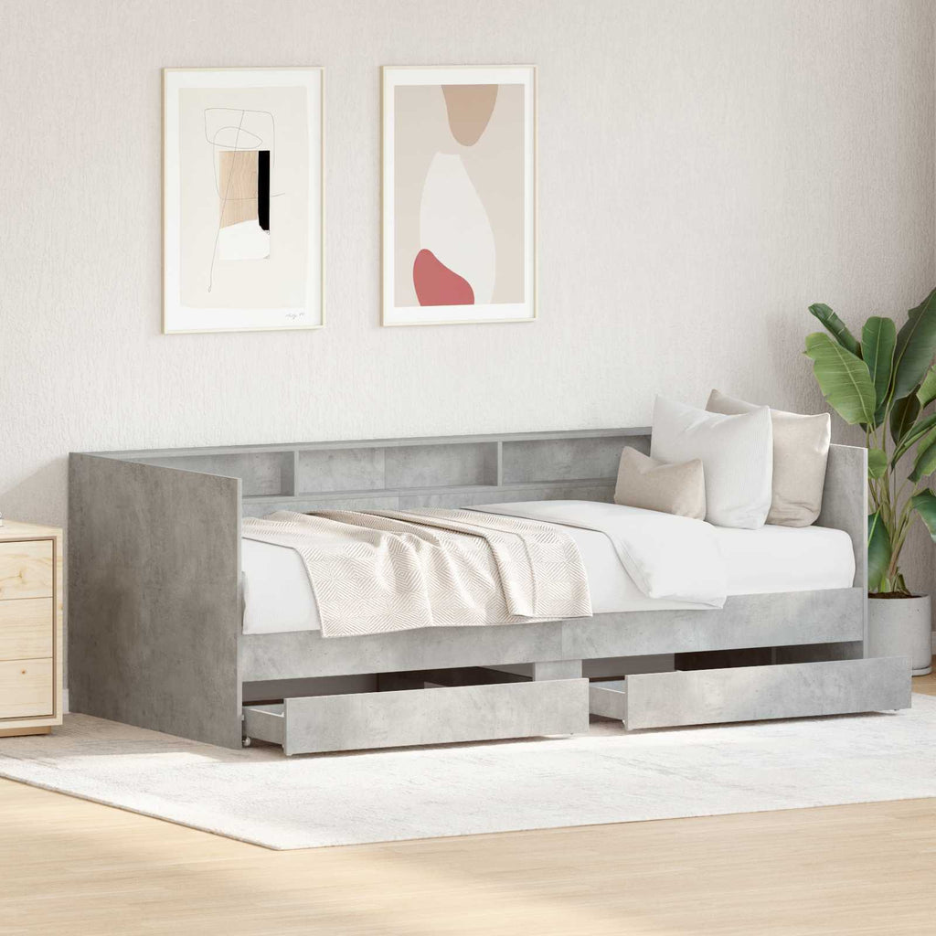 vidaXL Łóżko dzienne Szary 90 x 200 cm Materiał drewnopochodny
