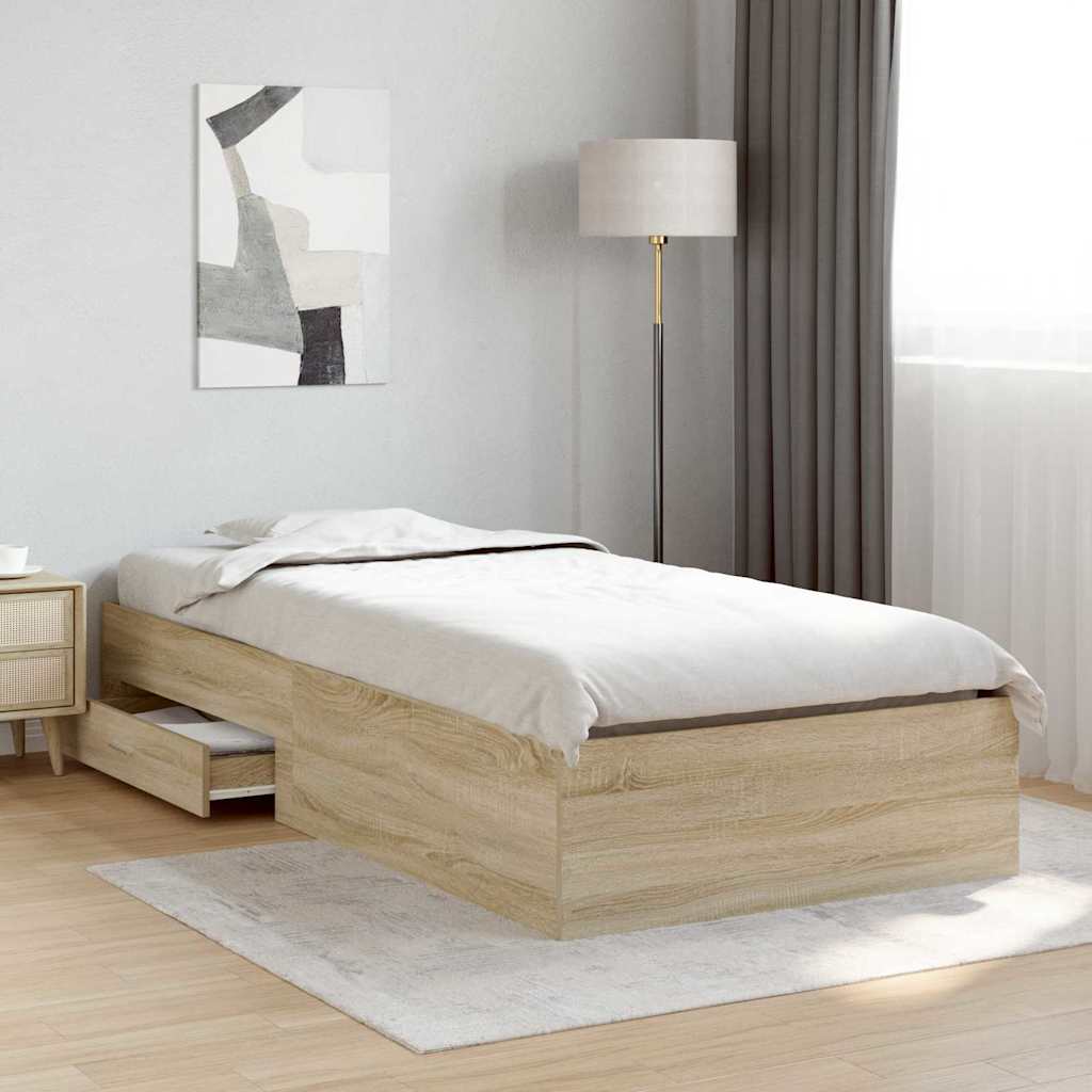 vidaXL Ramka łóżka Brązowy 90 x 190 cm Materiał drewnopochodny
