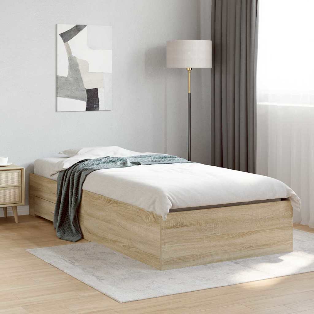 vidaXL Ramka łóżka Brązowy 90 x 190 cm Materiał drewnopochodny