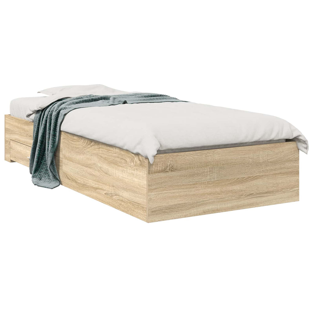 vidaXL Ramka łóżka Brązowy 90 x 190 cm Materiał drewnopochodny