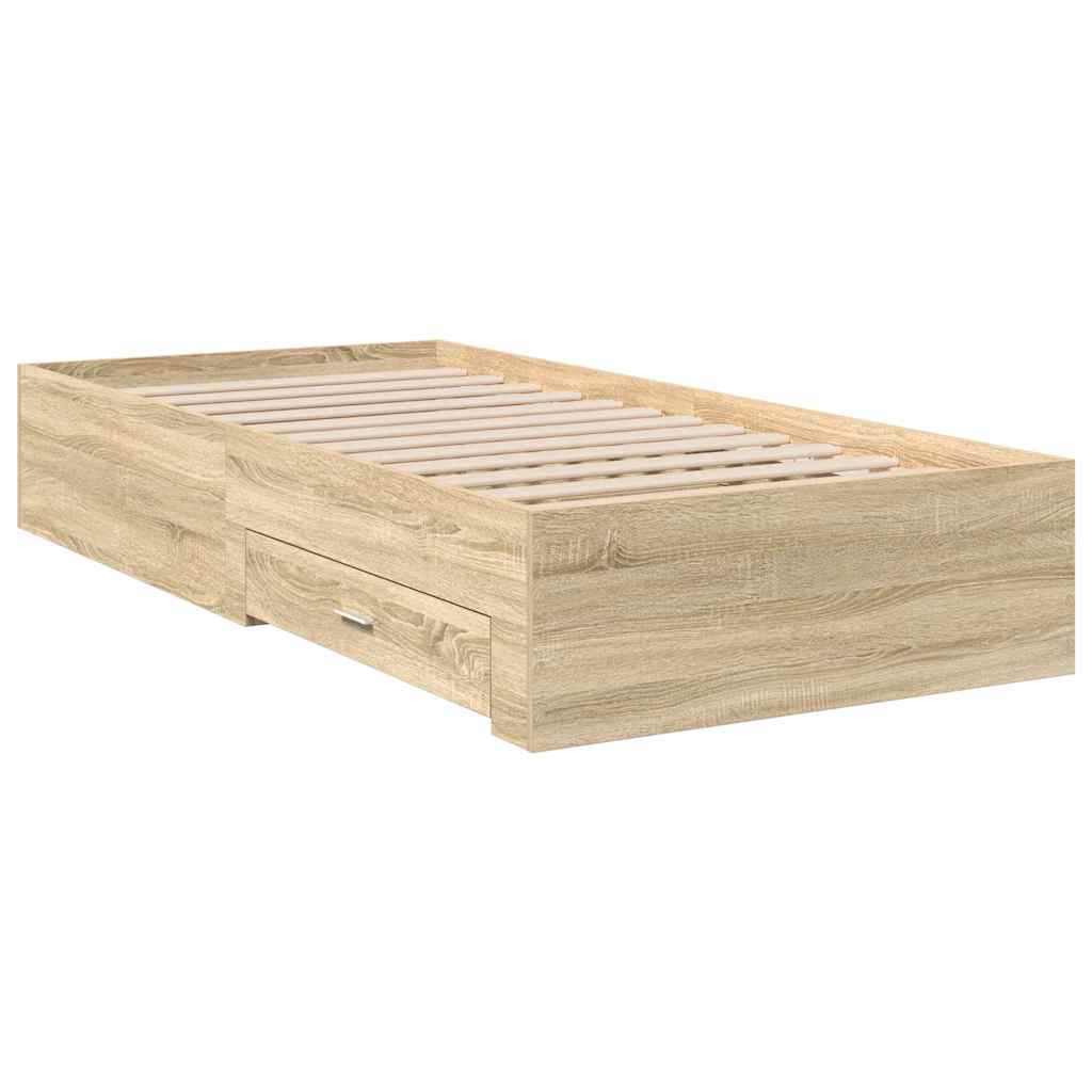 vidaXL Ramka łóżka Brązowy 90 x 190 cm Materiał drewnopochodny