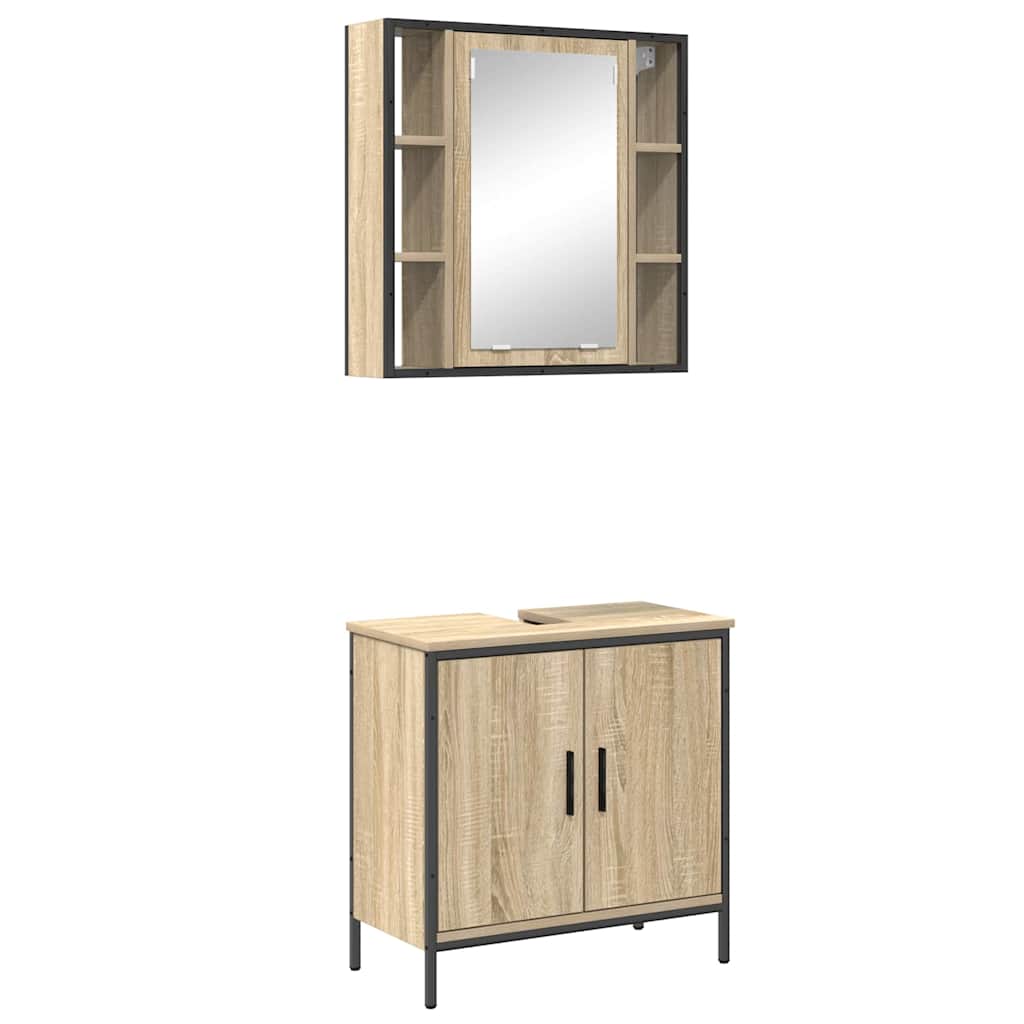 vidaXL Zestaw mebli łazienkowych 2 pcs Brązowy Materiał drewnopochodny