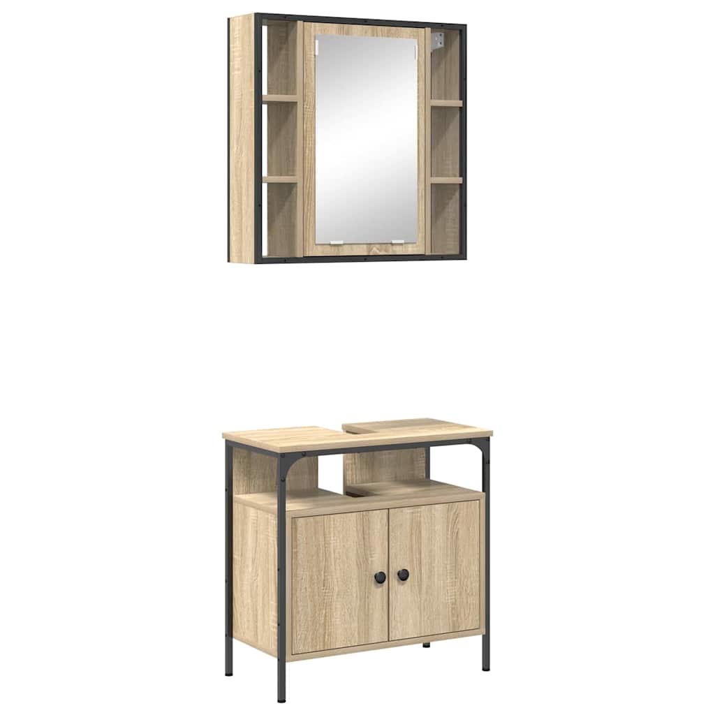 vidaXL Zestaw mebli łazienkowych 2 pcs Brązowy Materiał drewnopochodny