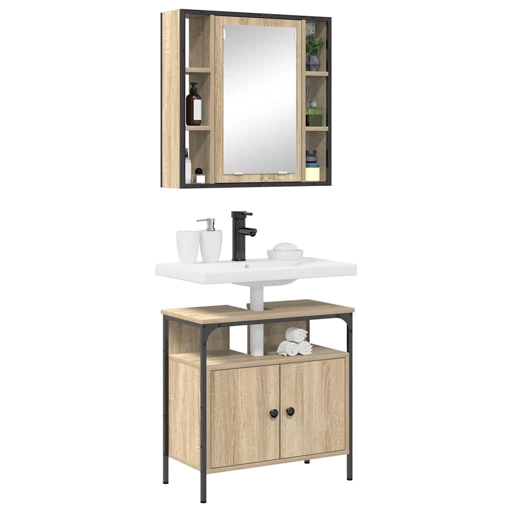 vidaXL Zestaw mebli łazienkowych 2 pcs Brązowy Materiał drewnopochodny