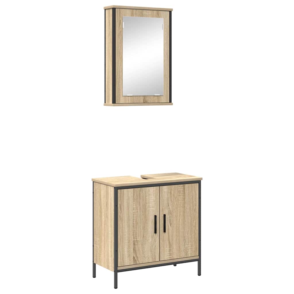 vidaXL Zestaw mebli łazienkowych 2 pcs Brązowy Materiał drewnopochodny