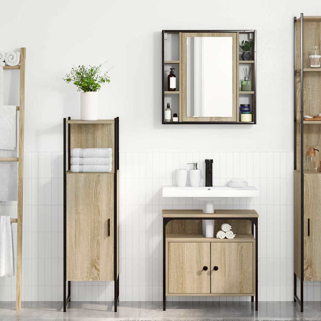 vidaXL Zestaw mebli łazienkowych 3 pcs Brązowy Materiał drewnopochodny