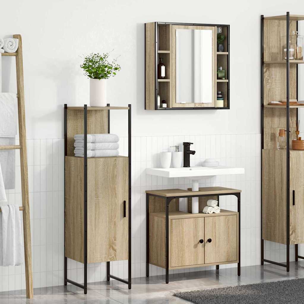 vidaXL Zestaw mebli łazienkowych 3 pcs Brązowy Materiał drewnopochodny
