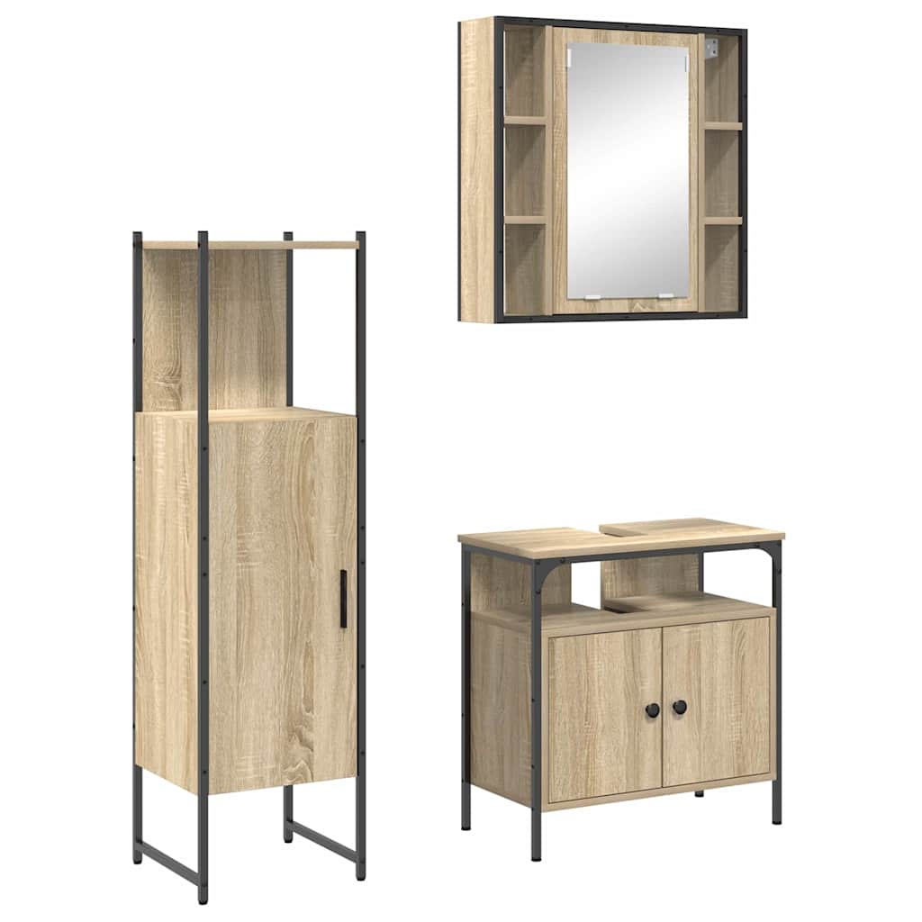 vidaXL Zestaw mebli łazienkowych 3 pcs Brązowy Materiał drewnopochodny
