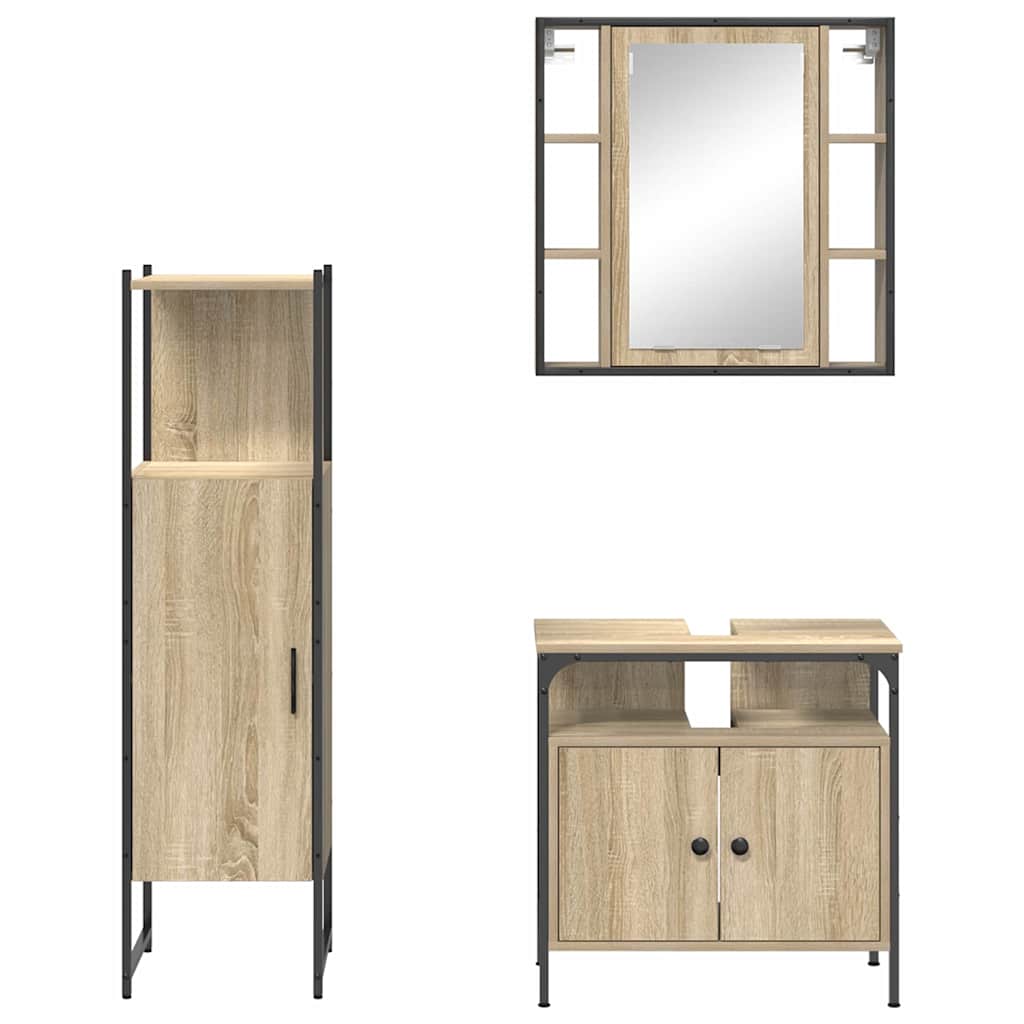 vidaXL Zestaw mebli łazienkowych 3 pcs Brązowy Materiał drewnopochodny