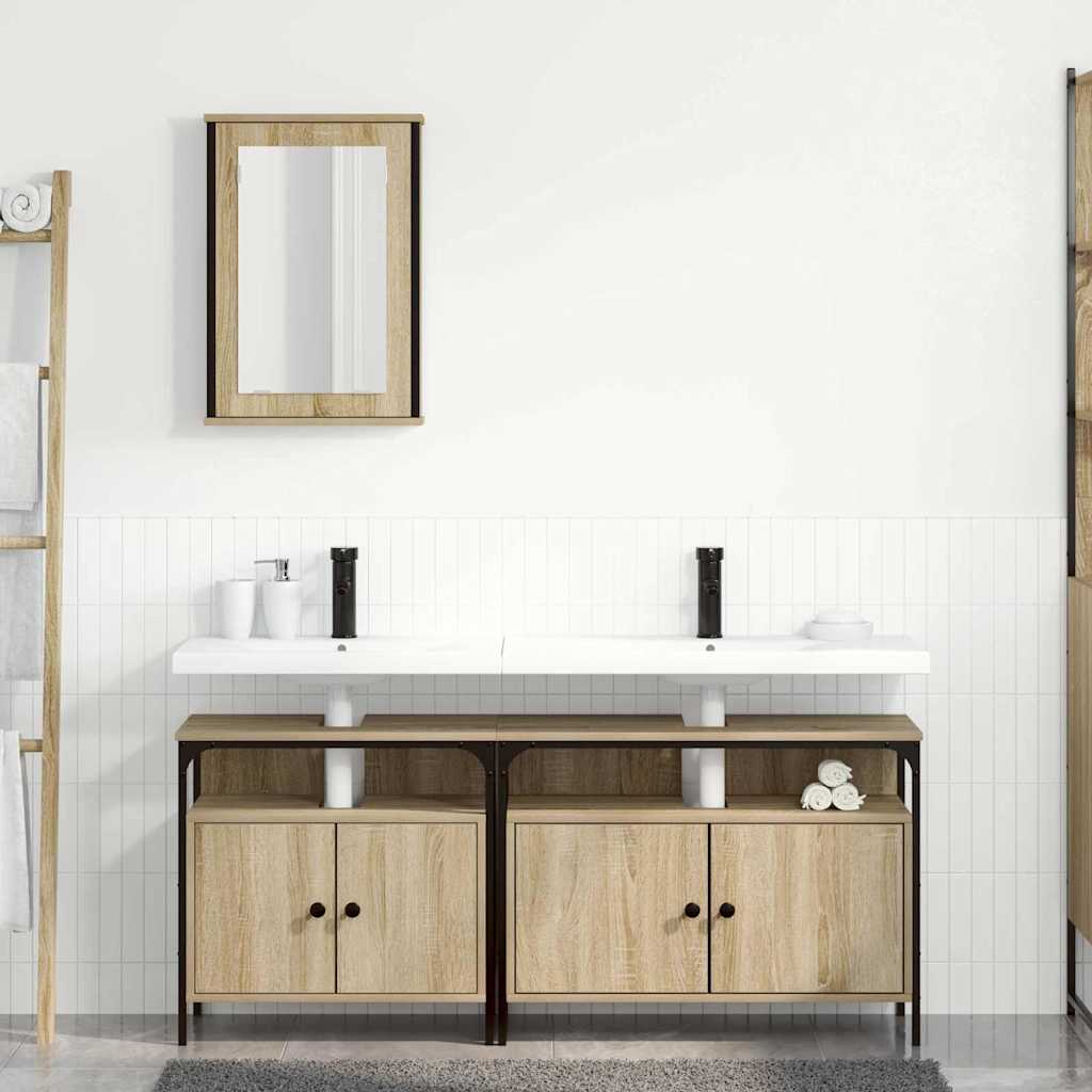 vidaXL Zestaw mebli łazienkowych 3 pcs Brązowy Materiał drewnopochodny