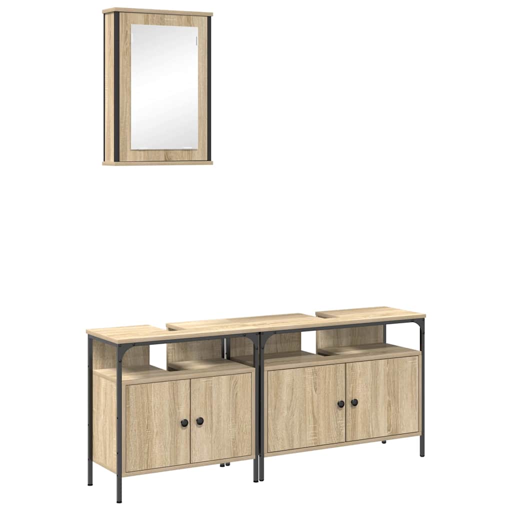 vidaXL Zestaw mebli łazienkowych 3 pcs Brązowy Materiał drewnopochodny