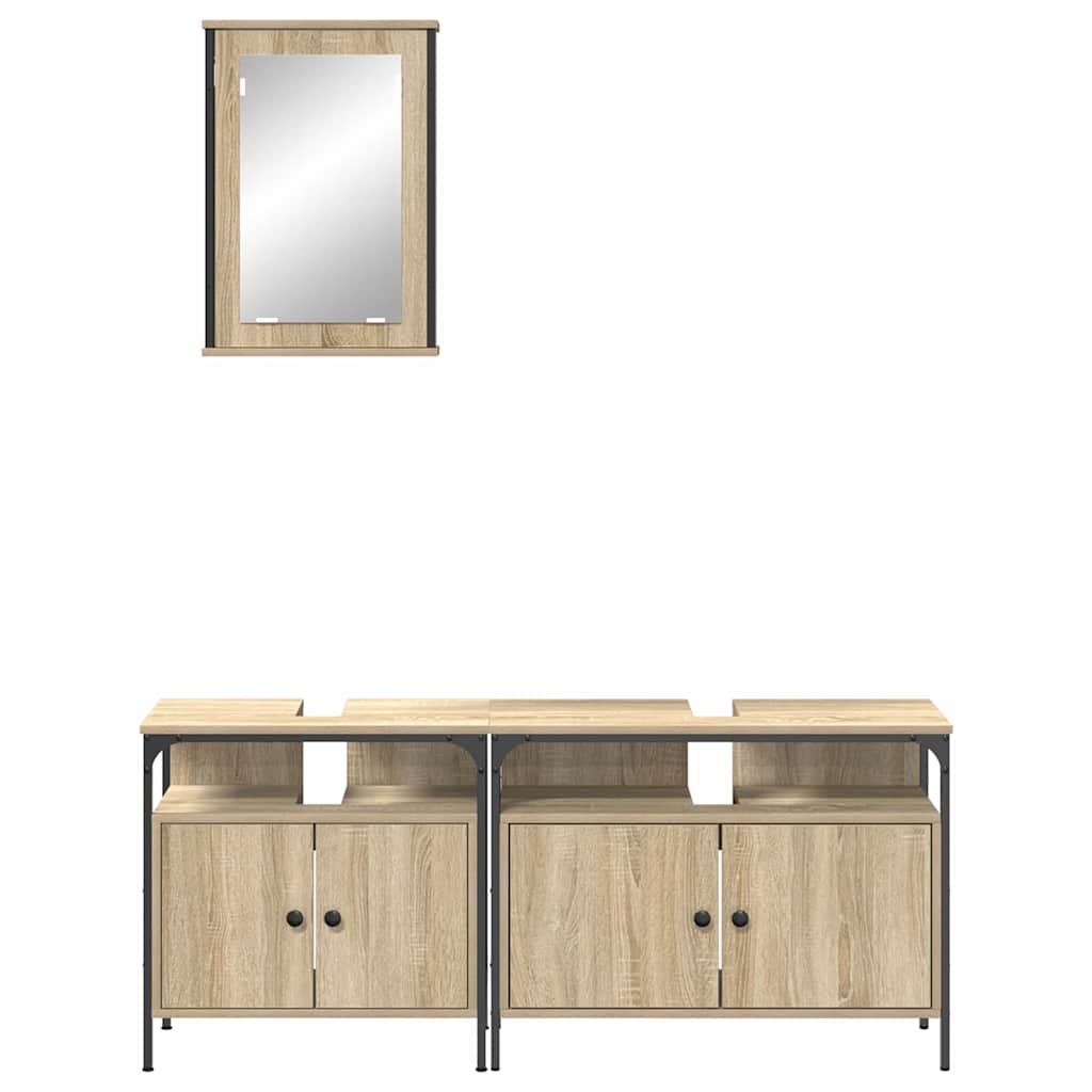 vidaXL Zestaw mebli łazienkowych 3 pcs Brązowy Materiał drewnopochodny