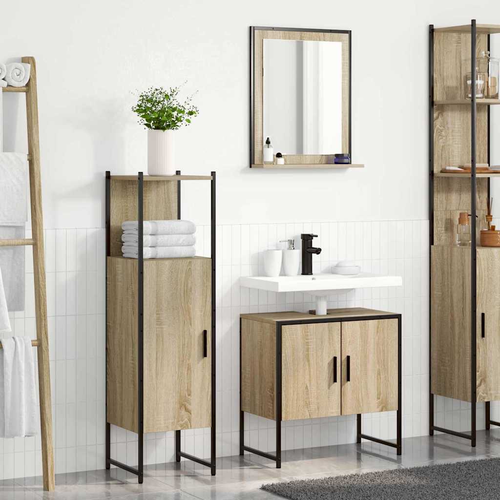 vidaXL Zestaw mebli łazienkowych 3 pcs Brązowy Materiał drewnopochodny
