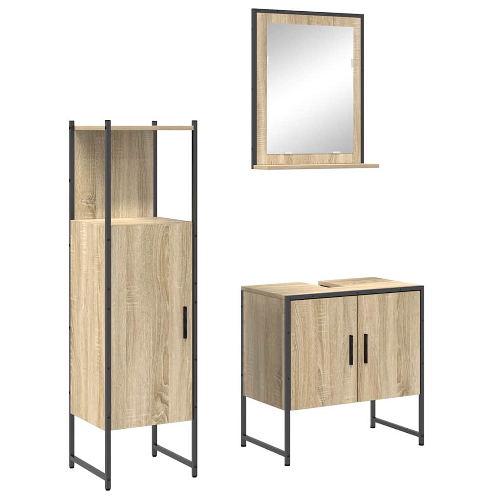 vidaXL Zestaw mebli łazienkowych 3 pcs Brązowy Materiał drewnopochodny