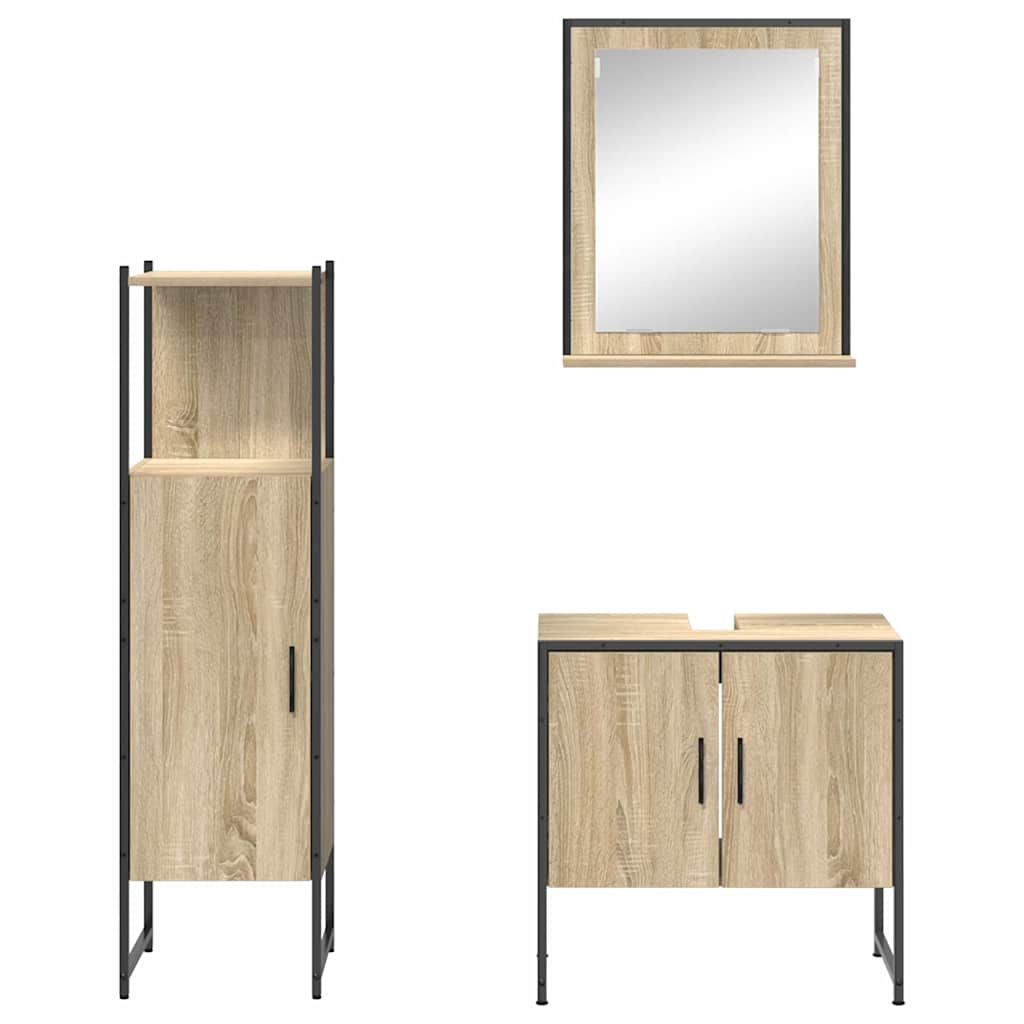 vidaXL Zestaw mebli łazienkowych 3 pcs Brązowy Materiał drewnopochodny