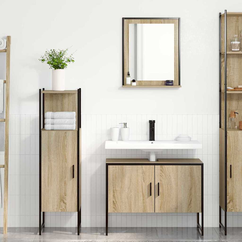 vidaXL Zestaw mebli łazienkowych 3 pcs Brązowy Materiał drewnopochodny