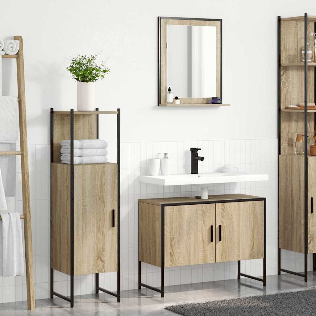 vidaXL Zestaw mebli łazienkowych 3 pcs Brązowy Materiał drewnopochodny