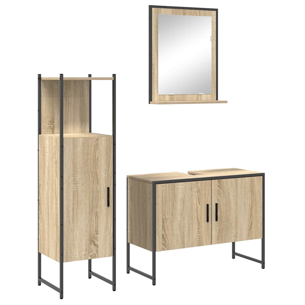 vidaXL Zestaw mebli łazienkowych 3 pcs Brązowy Materiał drewnopochodny