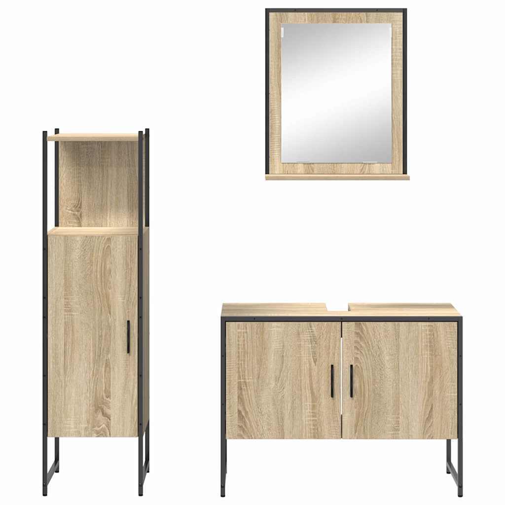vidaXL Zestaw mebli łazienkowych 3 pcs Brązowy Materiał drewnopochodny