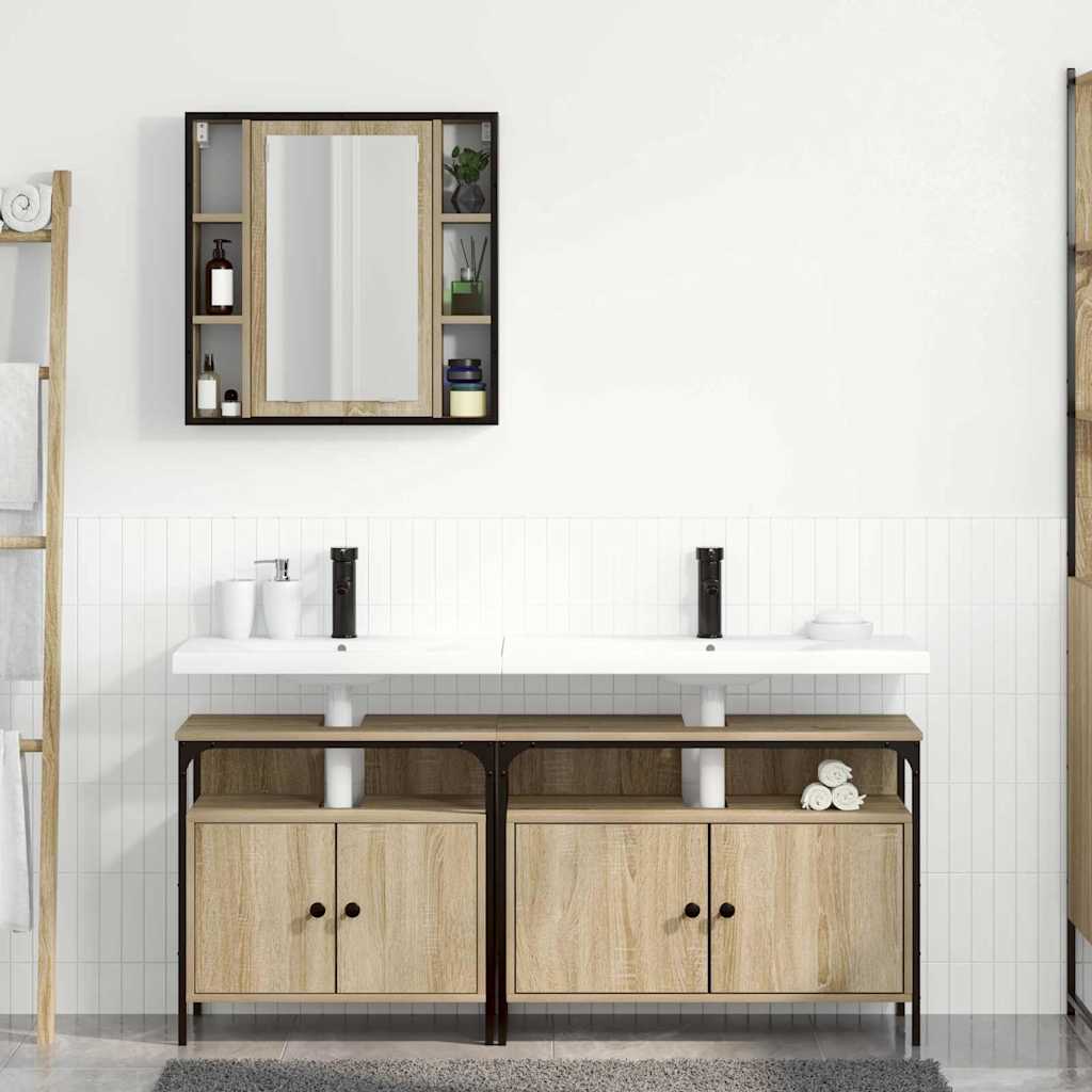 vidaXL Zestaw mebli łazienkowych 3 pcs Brązowy Materiał drewnopochodny