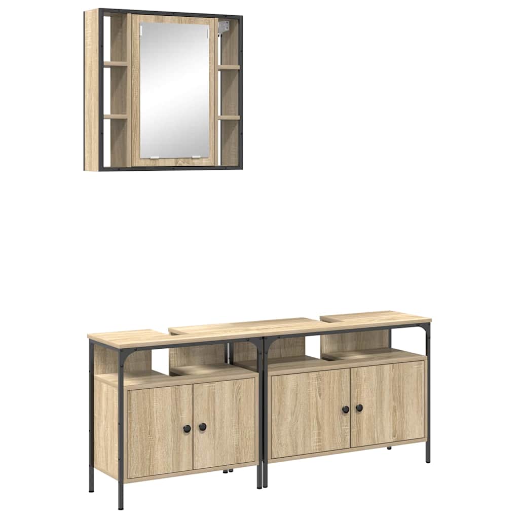 vidaXL Zestaw mebli łazienkowych 3 pcs Brązowy Materiał drewnopochodny