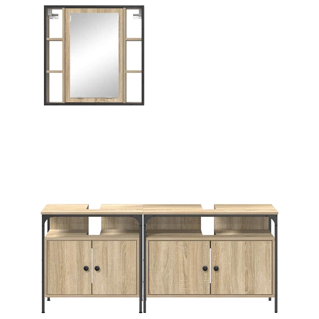vidaXL Zestaw mebli łazienkowych 3 pcs Brązowy Materiał drewnopochodny