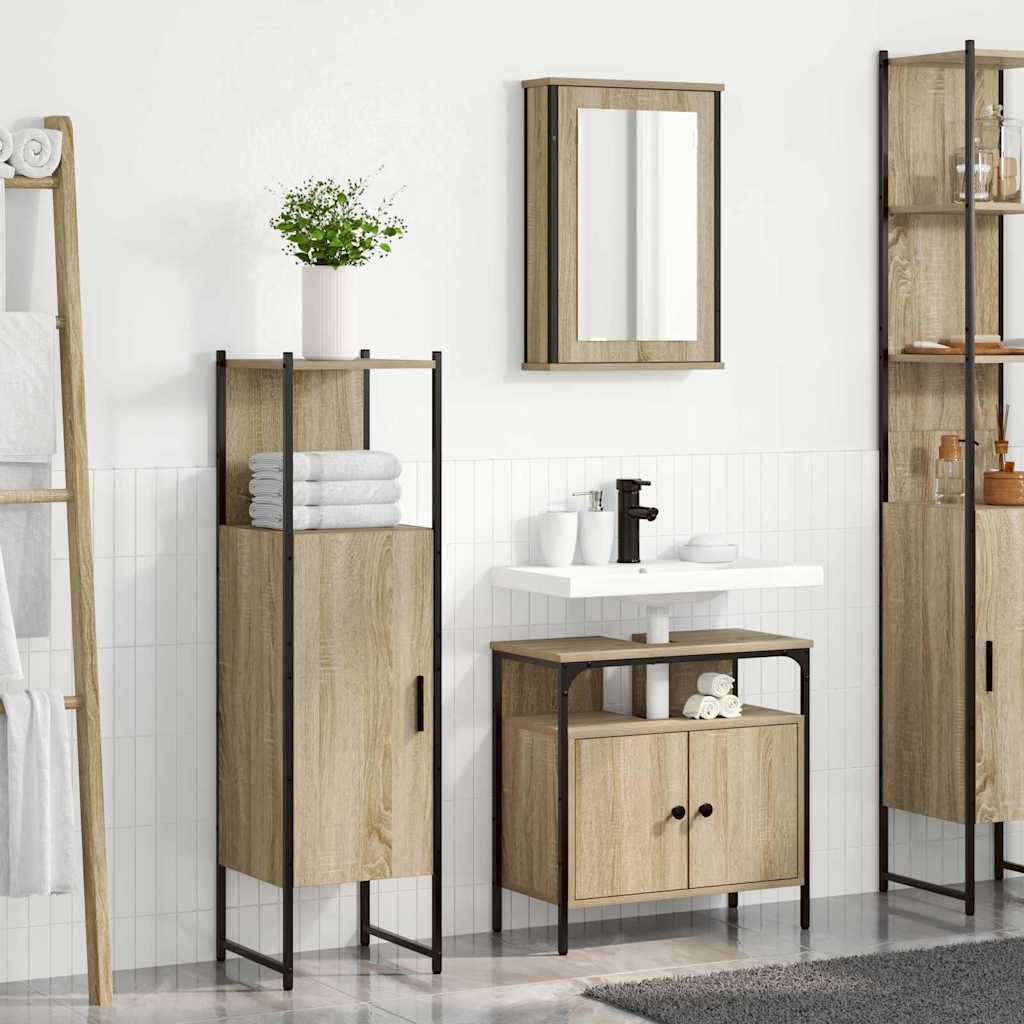 vidaXL Zestaw mebli łazienkowych 3 pcs Brązowy Materiał drewnopochodny