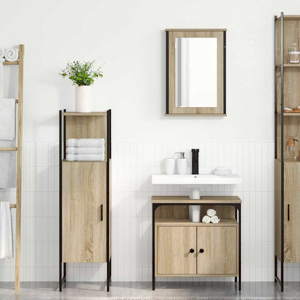vidaXL Zestaw mebli łazienkowych 3 pcs Brązowy Materiał drewnopochodny