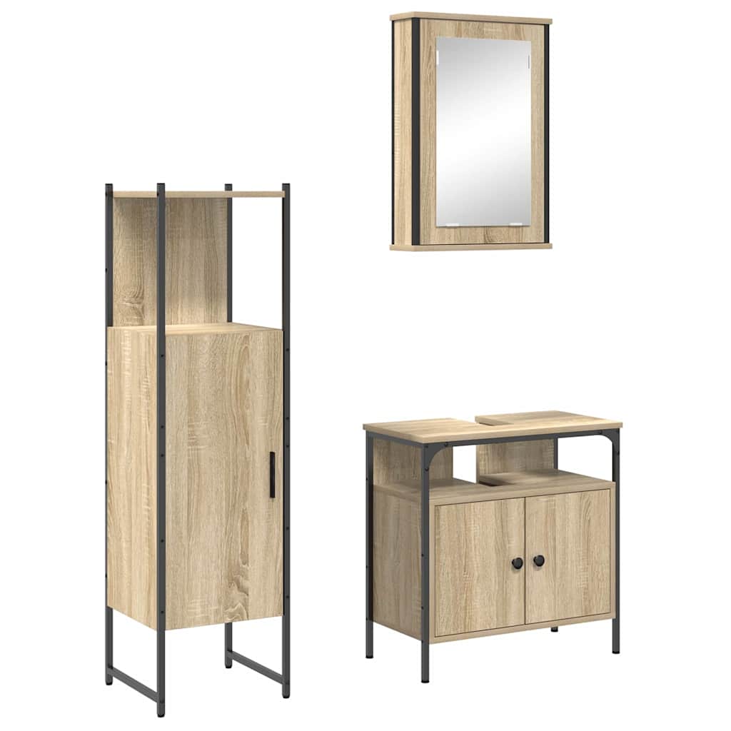 vidaXL Zestaw mebli łazienkowych 3 pcs Brązowy Materiał drewnopochodny