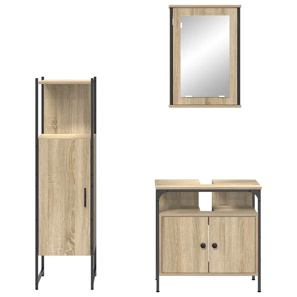 vidaXL Zestaw mebli łazienkowych 3 pcs Brązowy Materiał drewnopochodny