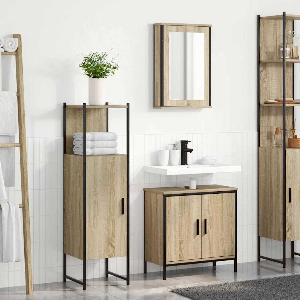 vidaXL Zestaw mebli łazienkowych 3 pcs Brązowy Materiał drewnopochodny