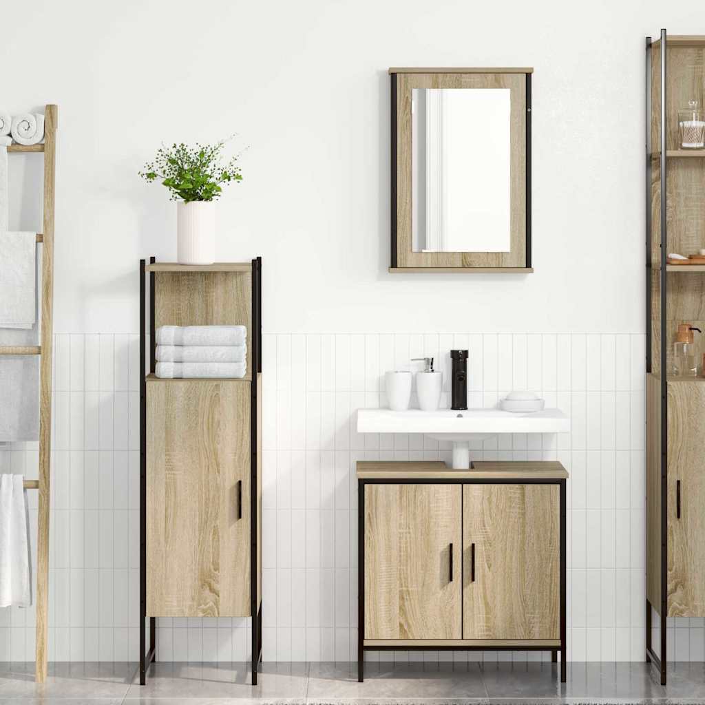 vidaXL Zestaw mebli łazienkowych 3 pcs Brązowy Materiał drewnopochodny