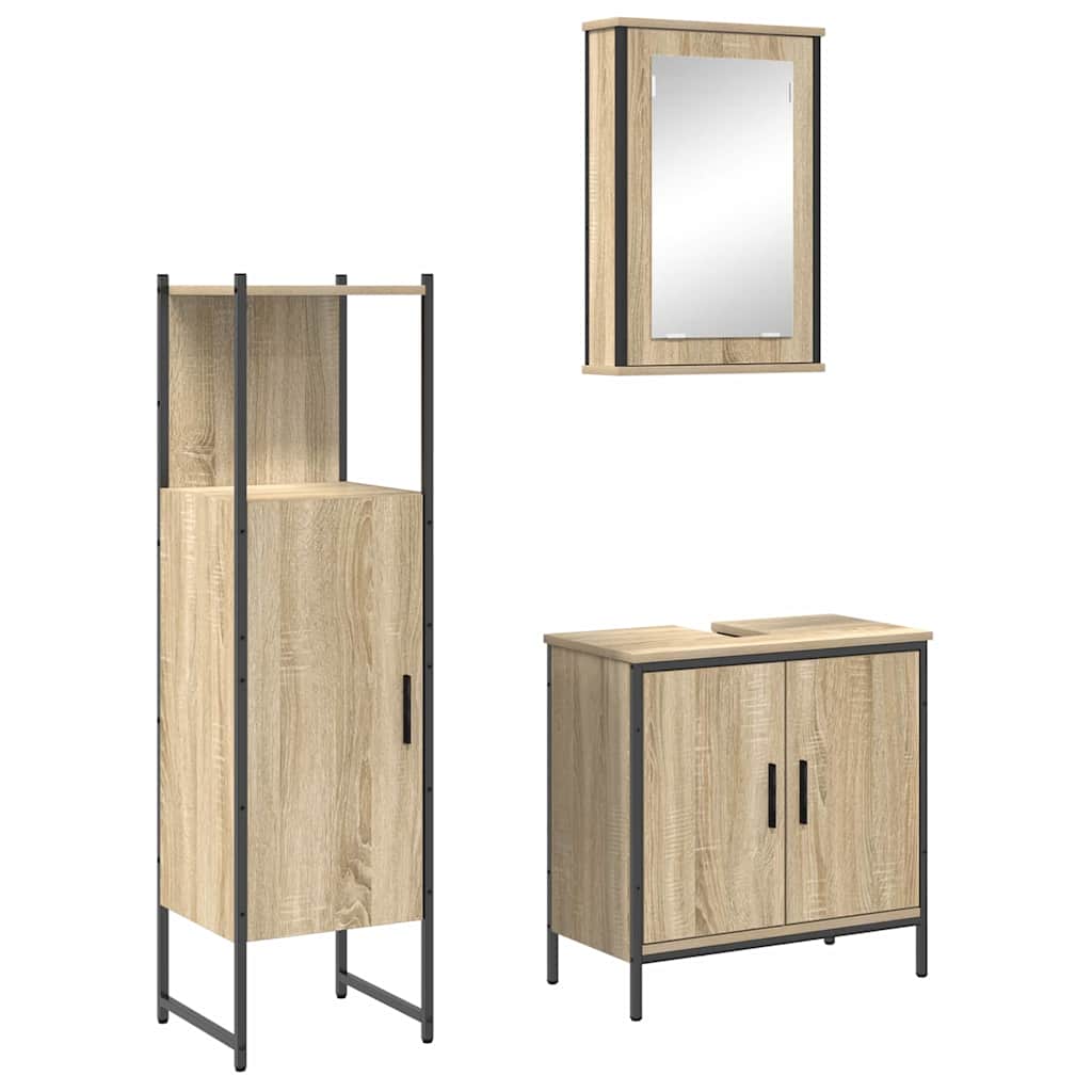 vidaXL Zestaw mebli łazienkowych 3 pcs Brązowy Materiał drewnopochodny