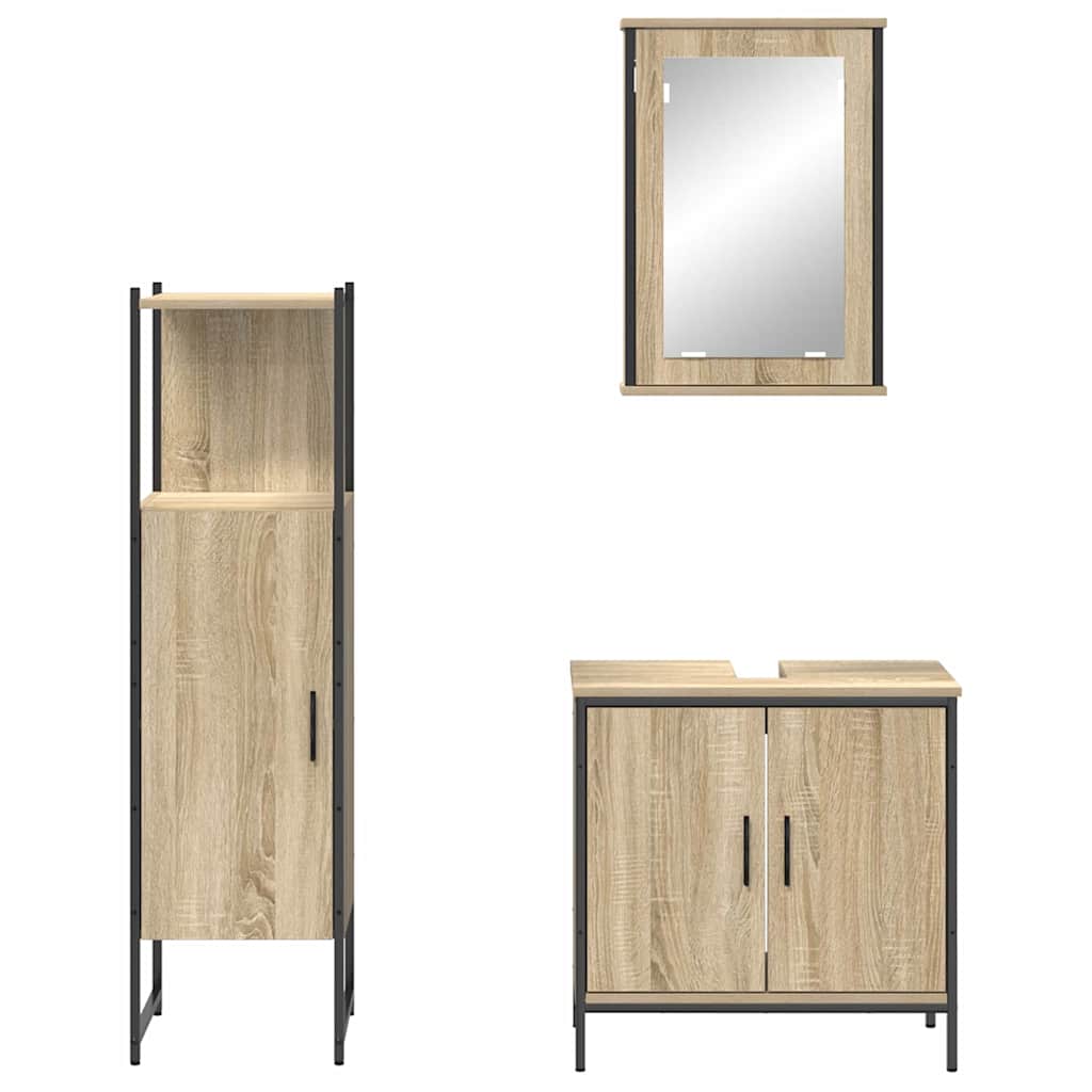 vidaXL Zestaw mebli łazienkowych 3 pcs Brązowy Materiał drewnopochodny