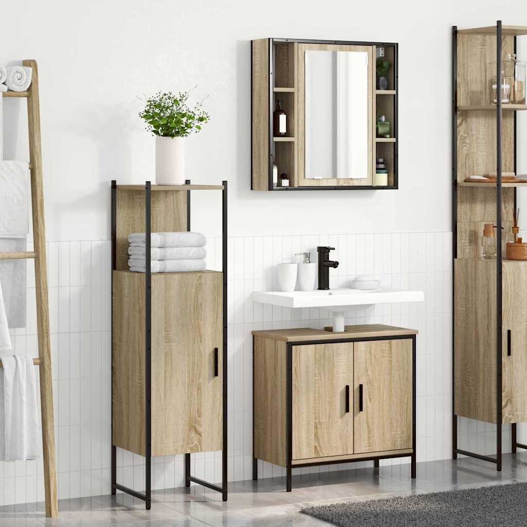 vidaXL Zestaw mebli łazienkowych 3 pcs Brązowy Materiał drewnopochodny