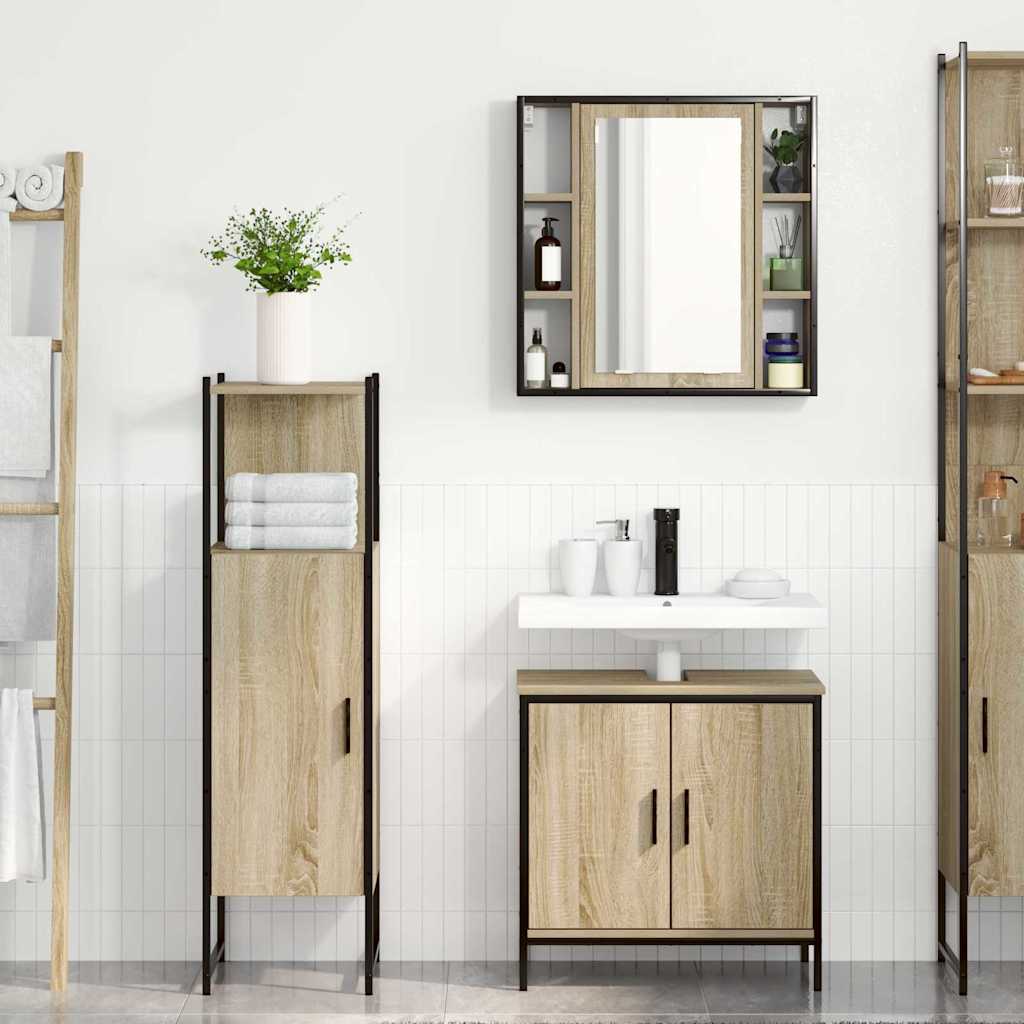 vidaXL Zestaw mebli łazienkowych 3 pcs Brązowy Materiał drewnopochodny