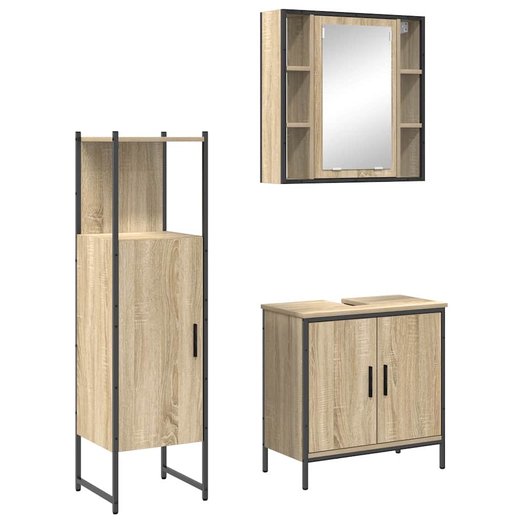 vidaXL Zestaw mebli łazienkowych 3 pcs Brązowy Materiał drewnopochodny