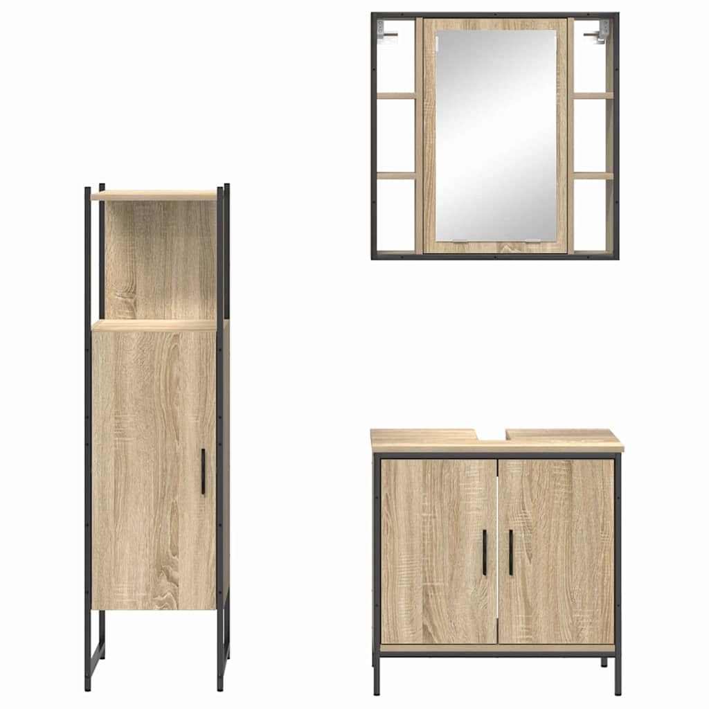 vidaXL Zestaw mebli łazienkowych 3 pcs Brązowy Materiał drewnopochodny