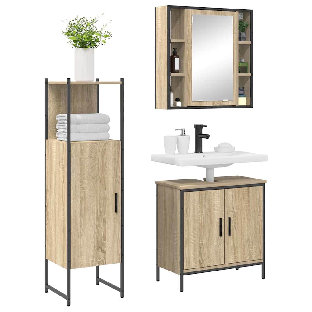vidaXL Zestaw mebli łazienkowych 3 pcs Brązowy Materiał drewnopochodny