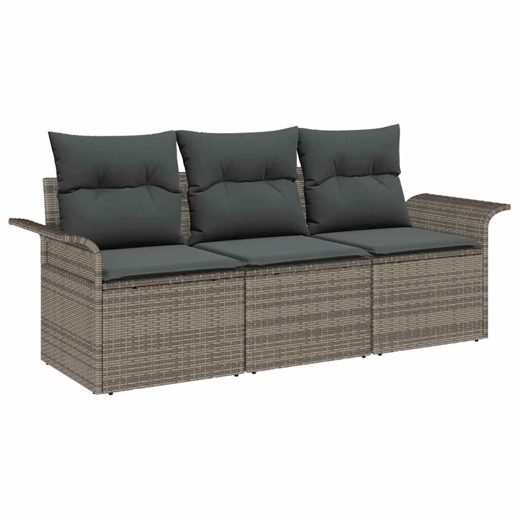 vidaXL Zestaw Sof z poduszką 3 pcs Szary polirattan